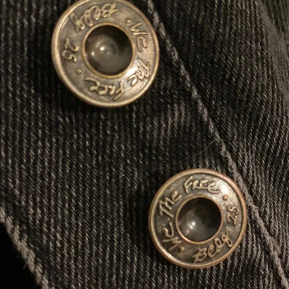 Free People Black Distressed Denim Shirt Jacket Moonchild XL - Picture 4 of 6